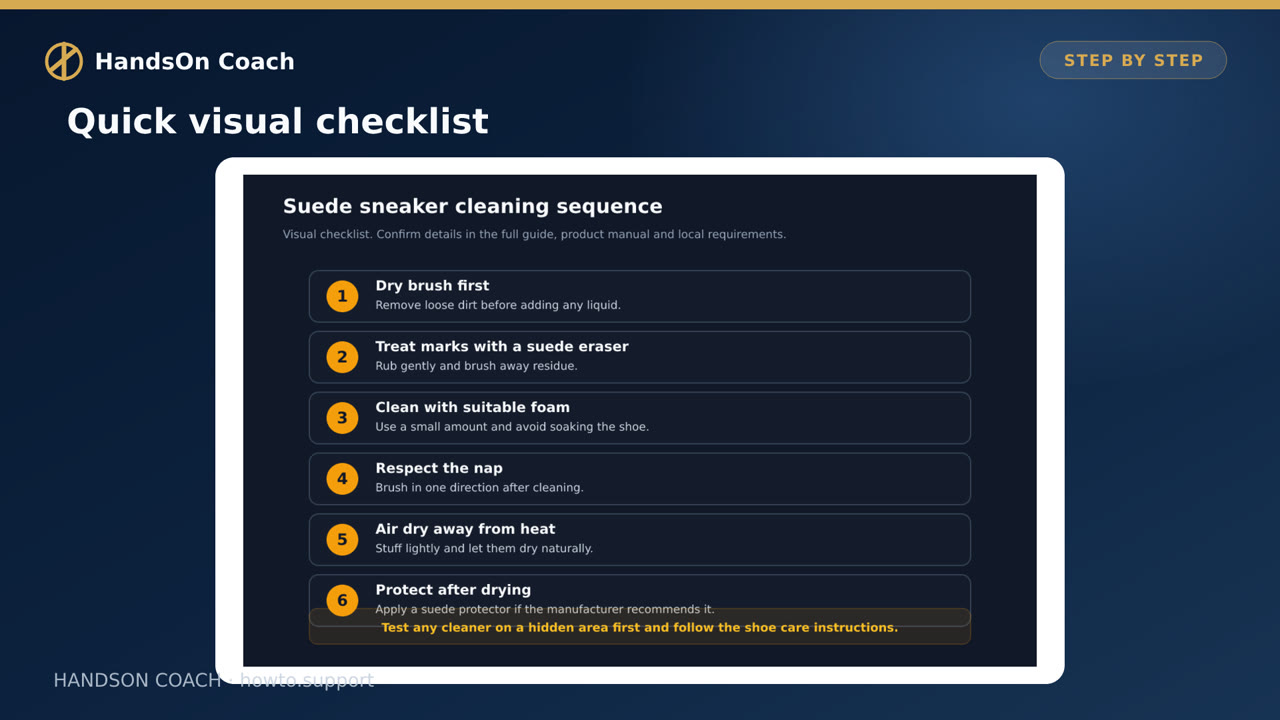 How to Clean Suede Sneakers Safely visual checklist